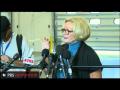 Sen. Claire McCaskill speaks with press in Ferguson, Missouri a day after protests and arrests