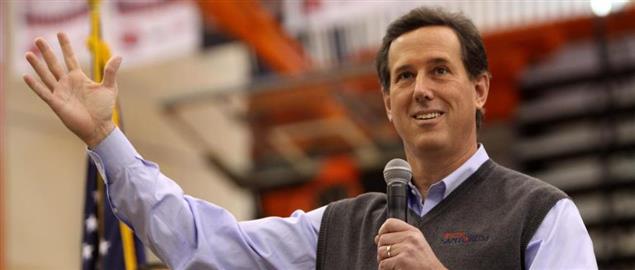 Rick Santorum speaking to students at Valley High School in West Des Moines, Iowa.
